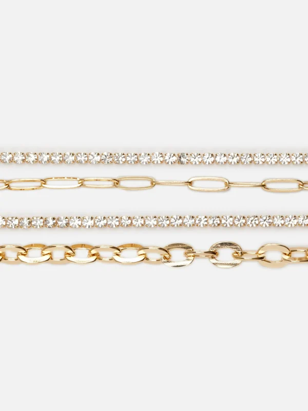 Primark 4-Pack Rhinestone Chain Bracelets Yellow Store