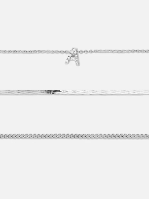 Primark 3-Pack Rhinestone Initial Bracelets White Best