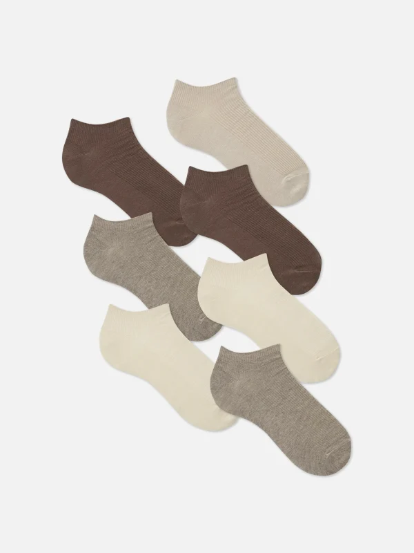 Primark 7-Pack Ribbed Sneaker Socks Oatmeal New