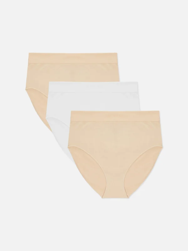 Primark 3-Pack Seamless High Waist Full Briefs Taupe Hot