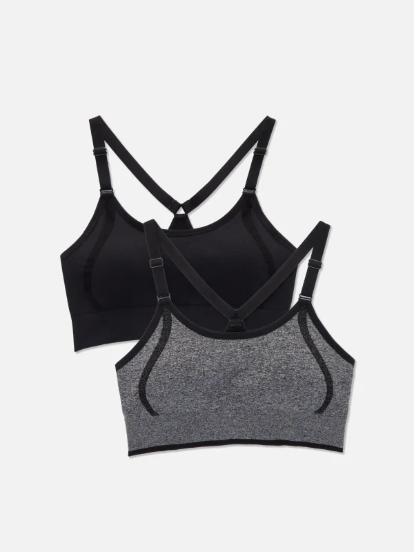 Primark 2-Pack Seamless Racerback Sports Bras Black Flash Sale