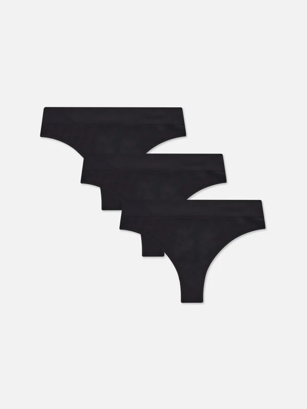 Primark 3-Pack Seamless Thongs Black Flash Sale