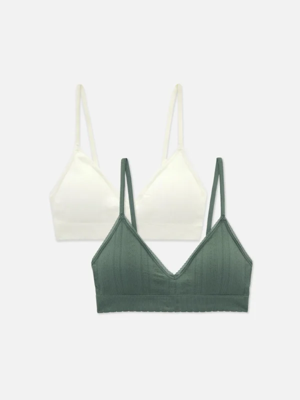 Primark 2-Pack Seamless Triangle Bralettes Green Cheap