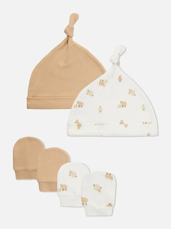 Primark 2-Pack Sheep Hat And Mittens Set Taupe Online