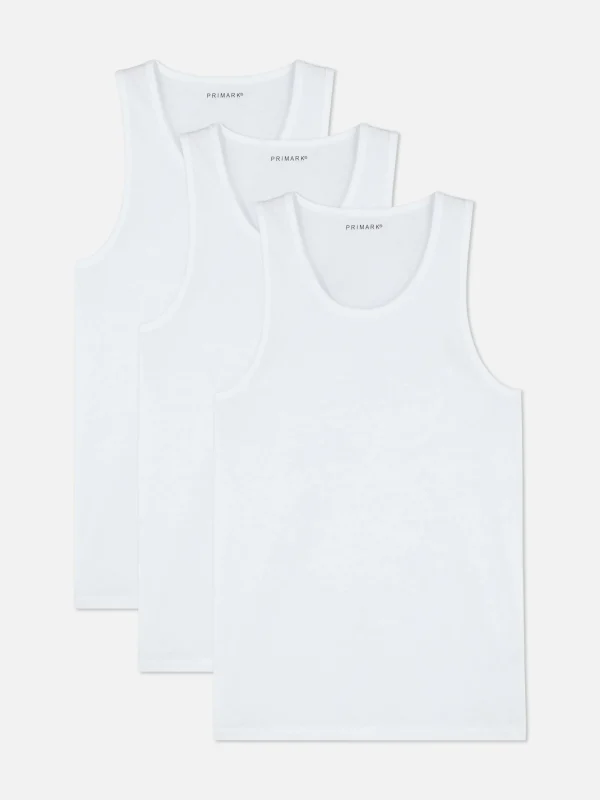 Primark 3-Pack Sleeveless Tanks White Hot