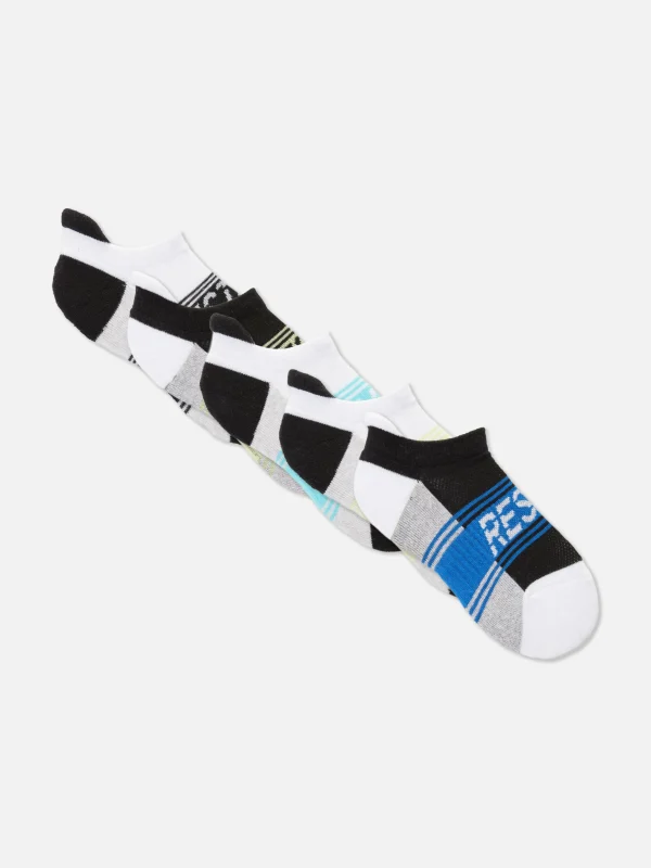 Primark 5-Pack Slogan Sneaker Socks Blue Best Sale