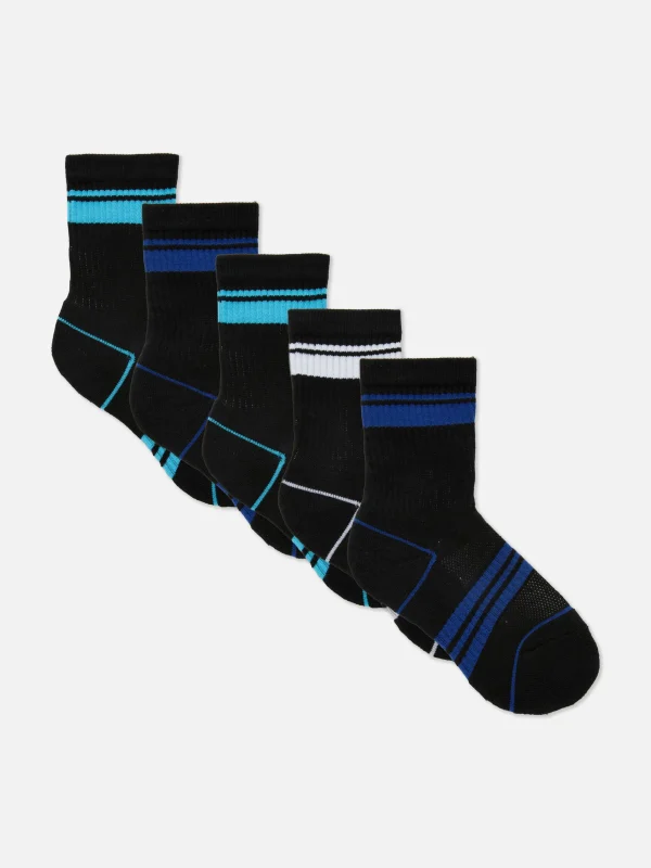 Primark 5-Pack Striped Ankle Socks Black Store