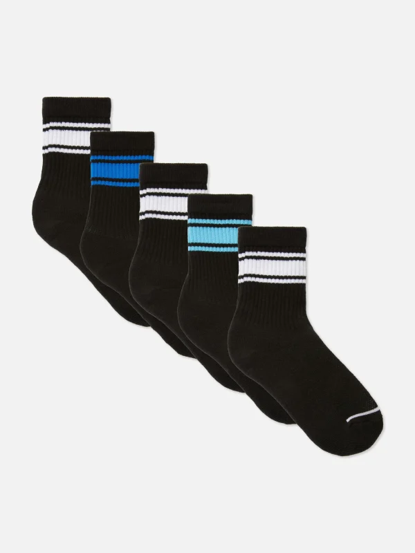 Primark 5-Pack Striped Sport Socks Black Best