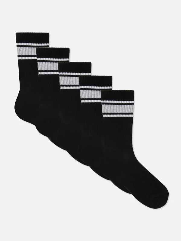 Primark 5-Pack Striped Sports Socks Black Store