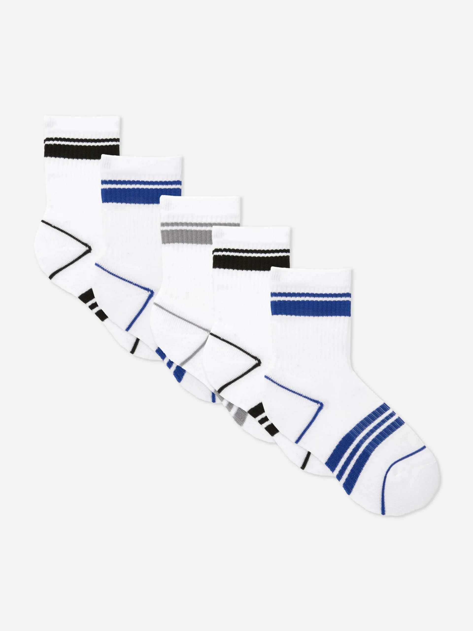 Primark 5-Pack Striped Sports Socks White Discount
