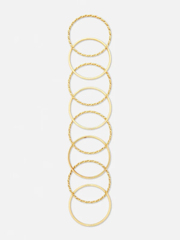 Primark 8-Pack Textured Bangles Yellow Outlet