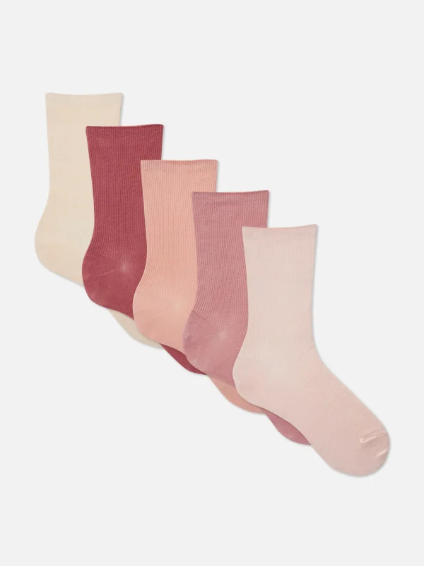 Primark 5-Pack Tonal Crew Socks Blush Sale