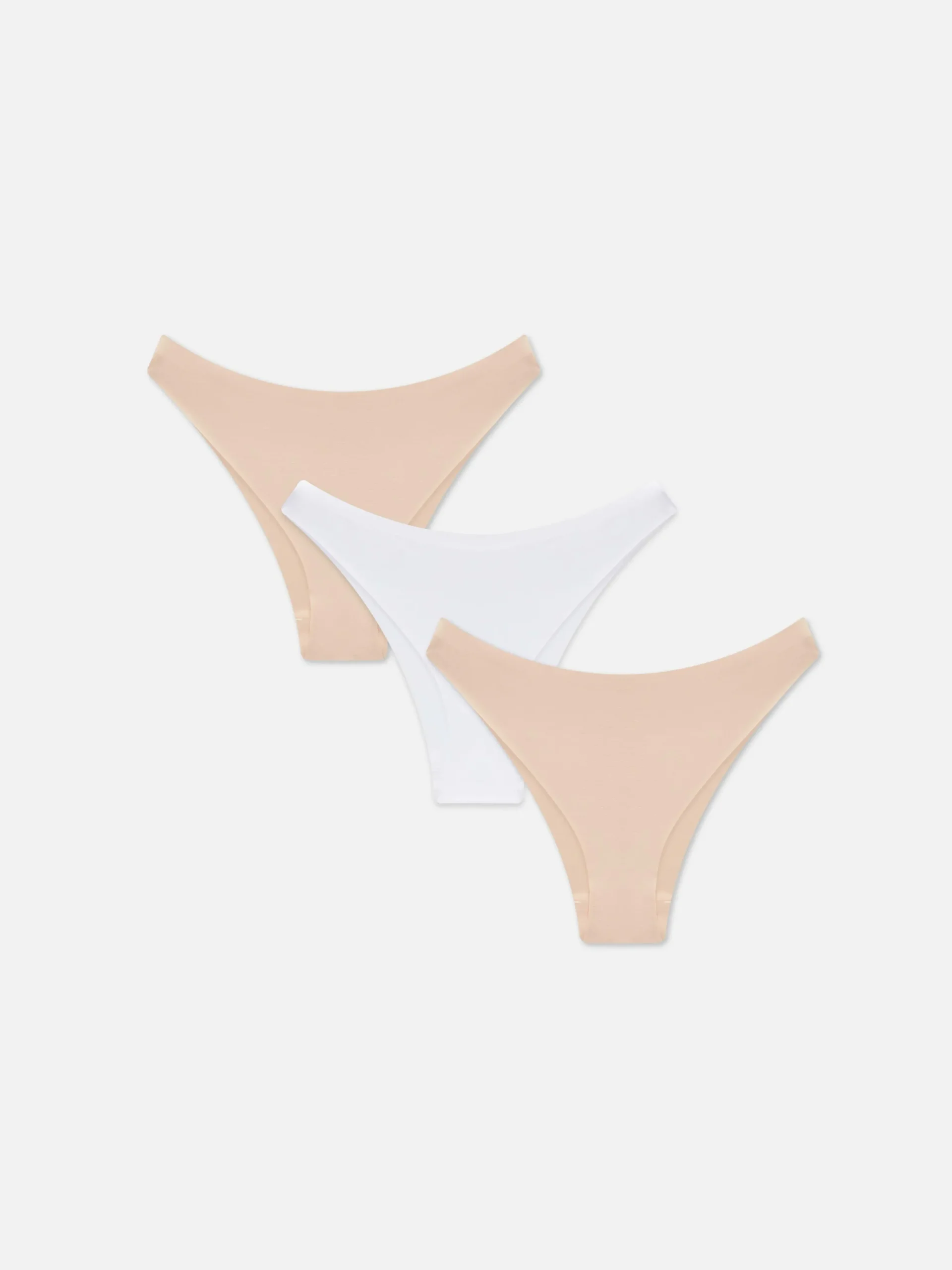 Primark 3-Pack Tonal Invisible Brazilian Briefs White/Taupe Sale
