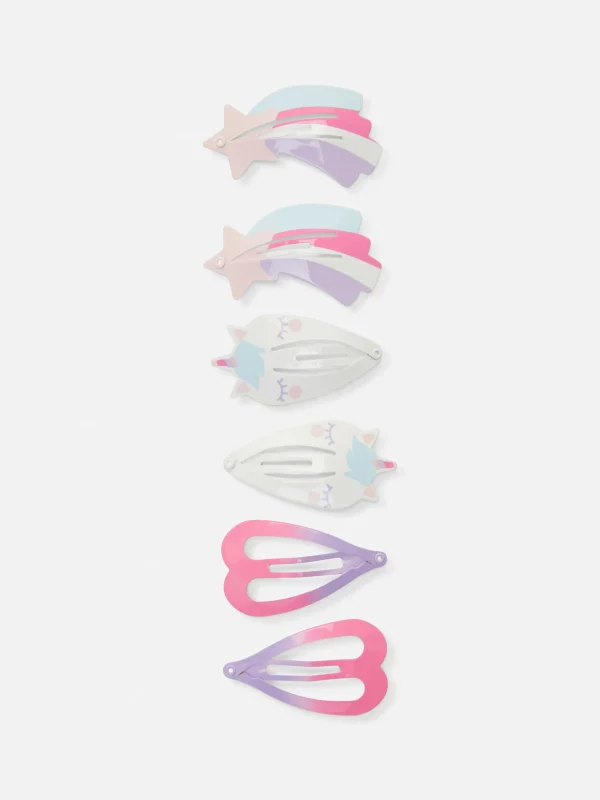 Primark 6-Pack Unicorn Snap Hair Clips Multi Hot