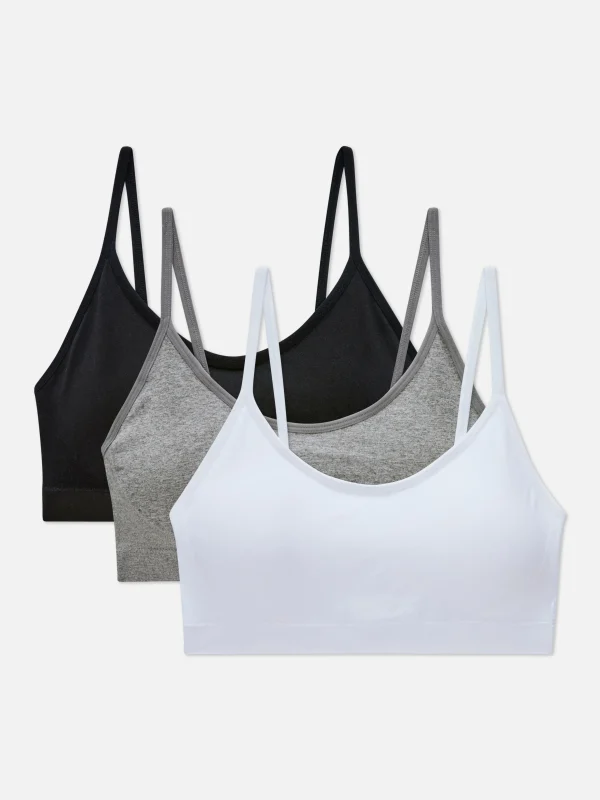 Primark 3-Pack Wireless Cropped Cami Bralette Gray Fashion