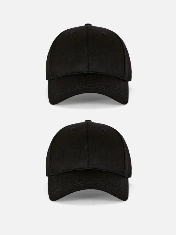 Primark 2-Pack Woven Baseball Caps Black Cheap