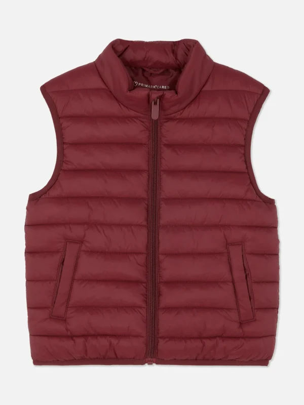 Primark Padded Zip Vest Dark Red Cheap