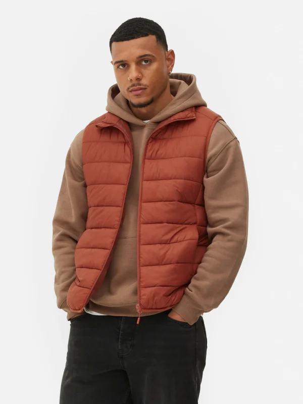 Primark Padded Zip Vest Burnt Orange Discount