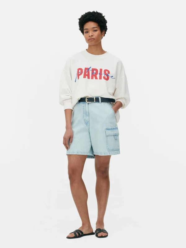 Primark Paris Graphic Sweatshirt Ivory Online