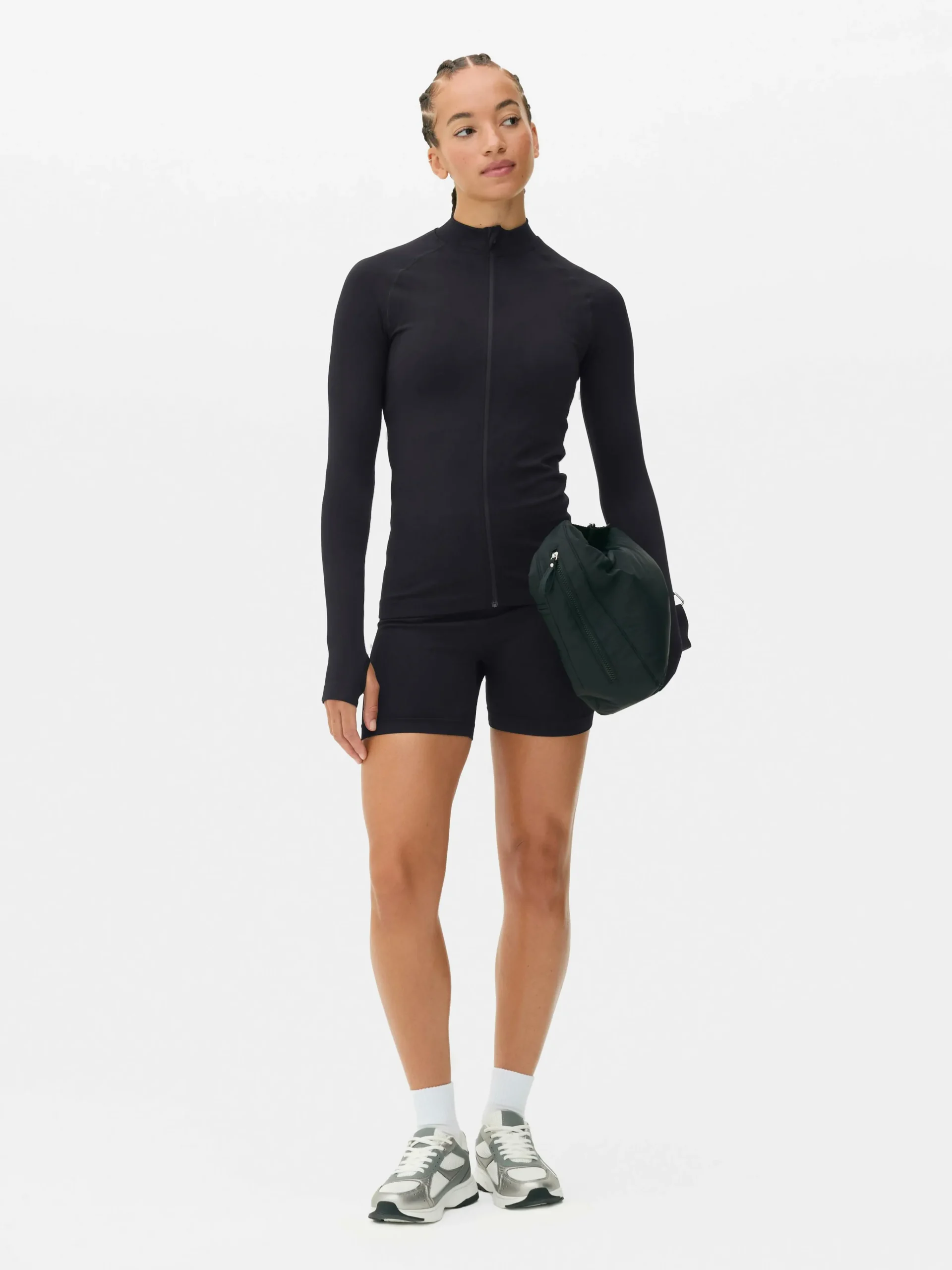 Primark Performance Seamless Zip Jacket Black New