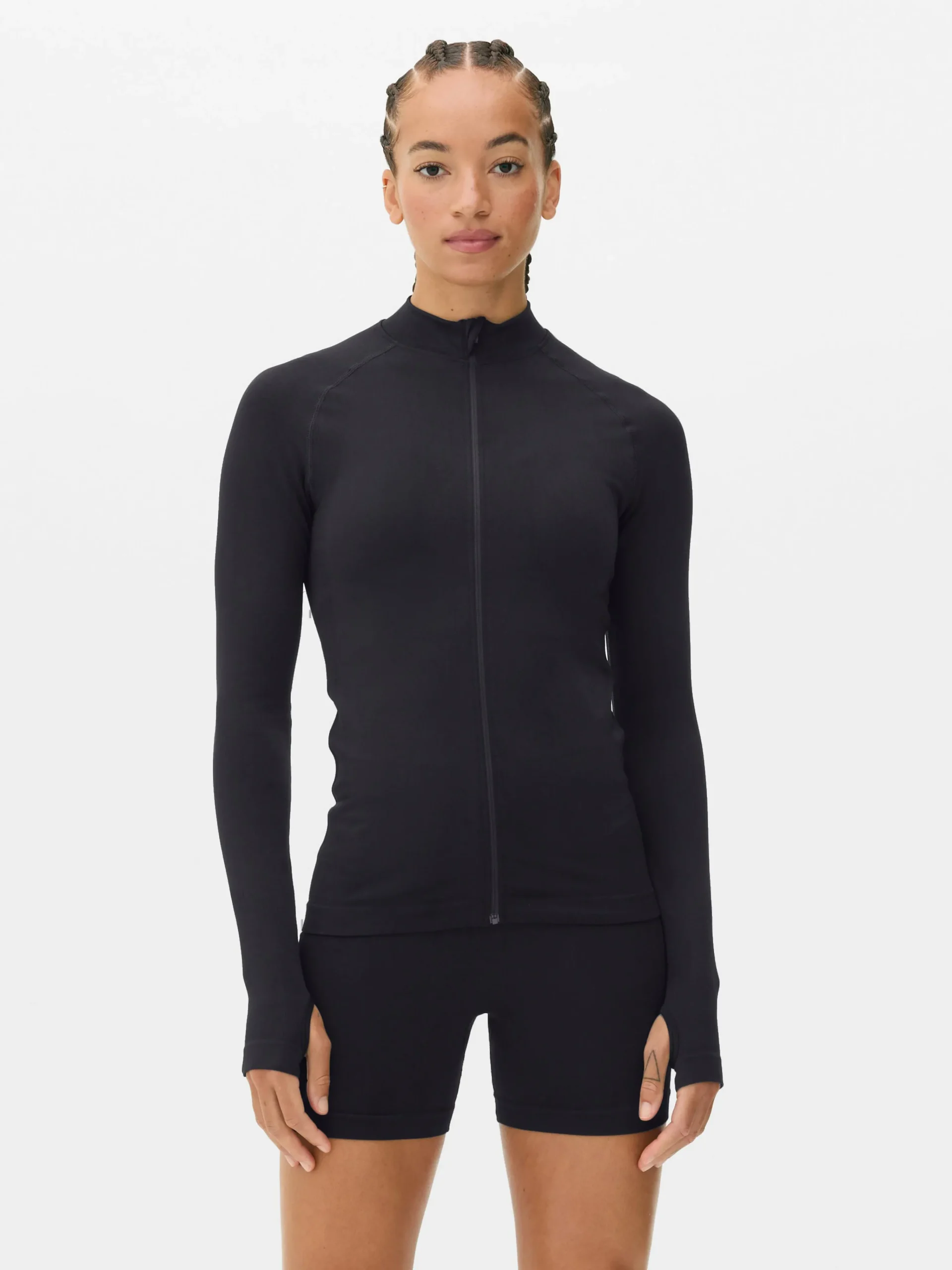Primark Performance Seamless Zip Jacket Black New