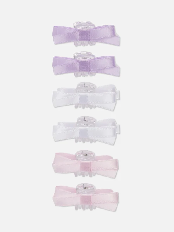 Primark 6pk Bow Bulldog Hair Clips Multi Hot