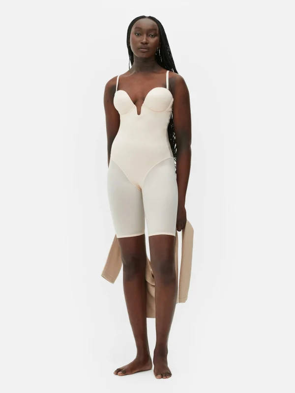 Primark Plunging Cup Longline Shapewear Bodysuit Oyster Clearance