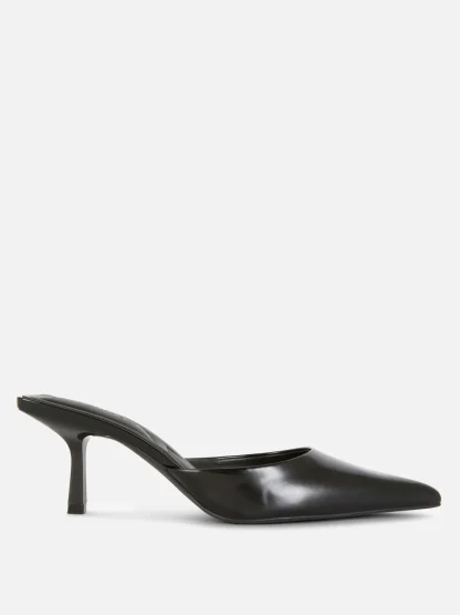 Primark Pointed Mule Kitten Heels Black Fashion