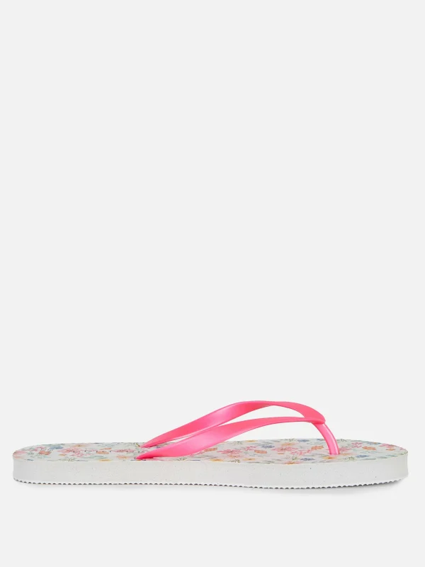 Primark Printed Flip Flops Pink Clearance
