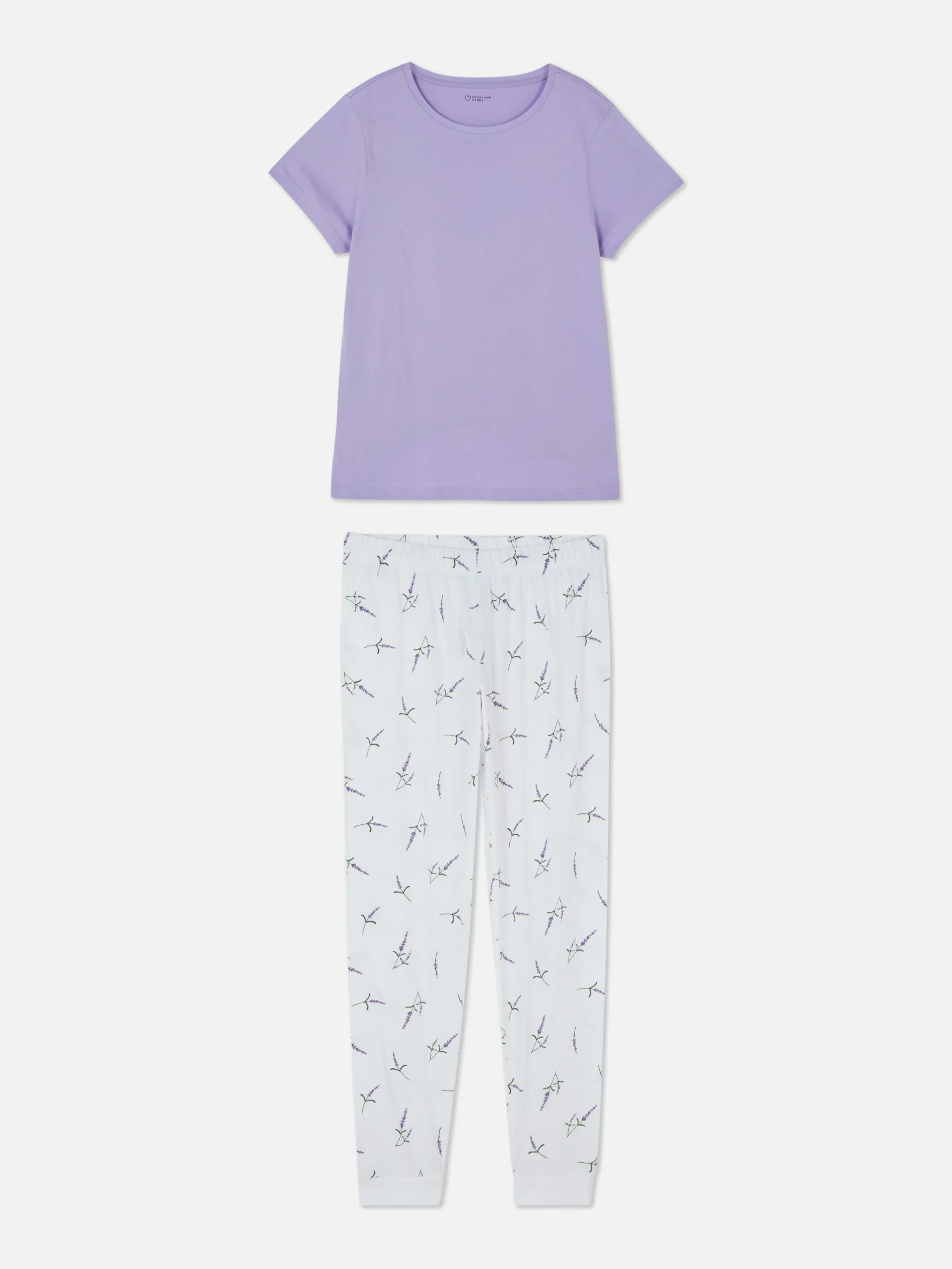 Primark Printed Jersey Short Sleeve Pajamas Lavender Shop