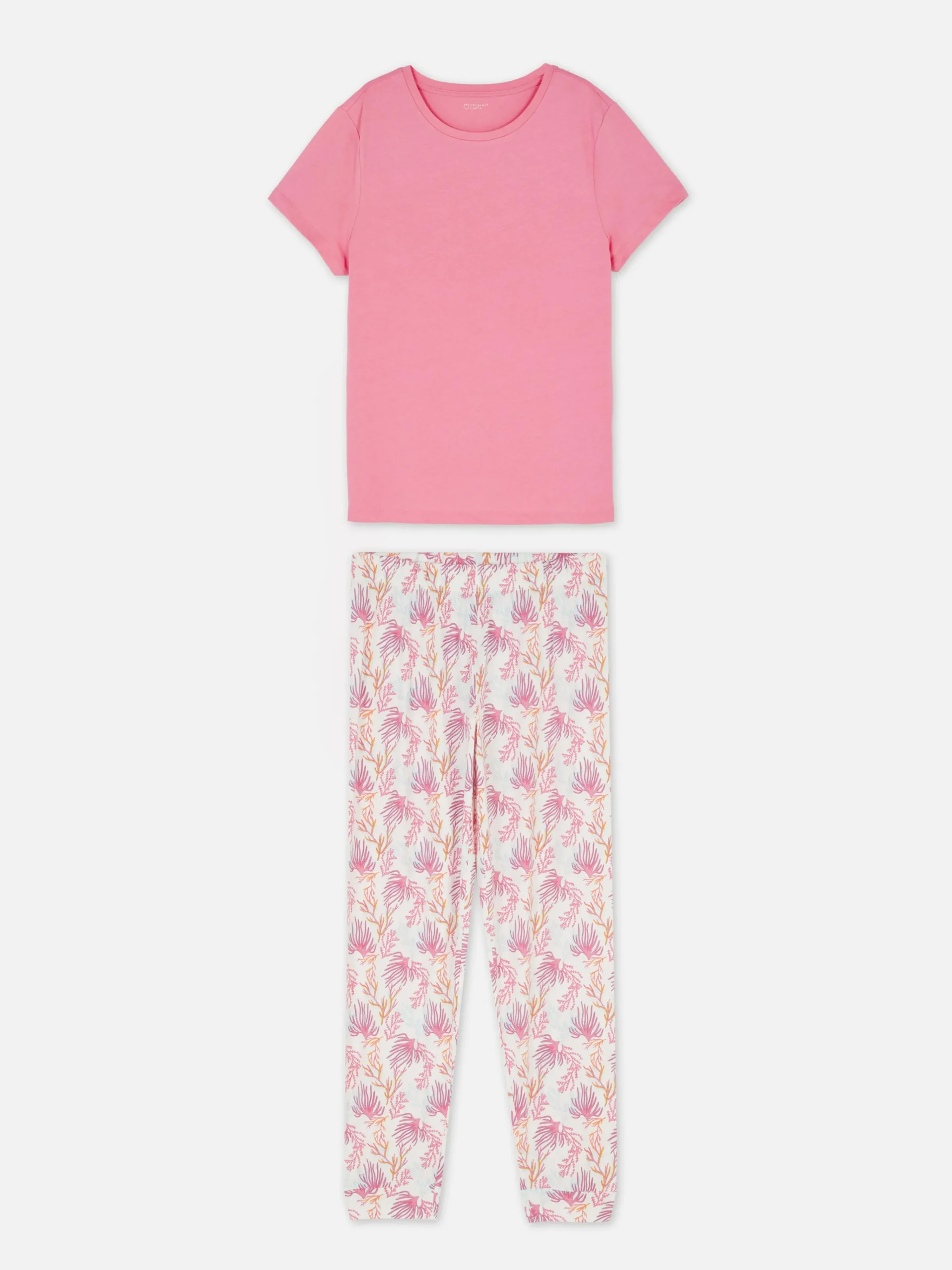 Primark Printed Short Sleeve Pajamas Light Pink Cheap