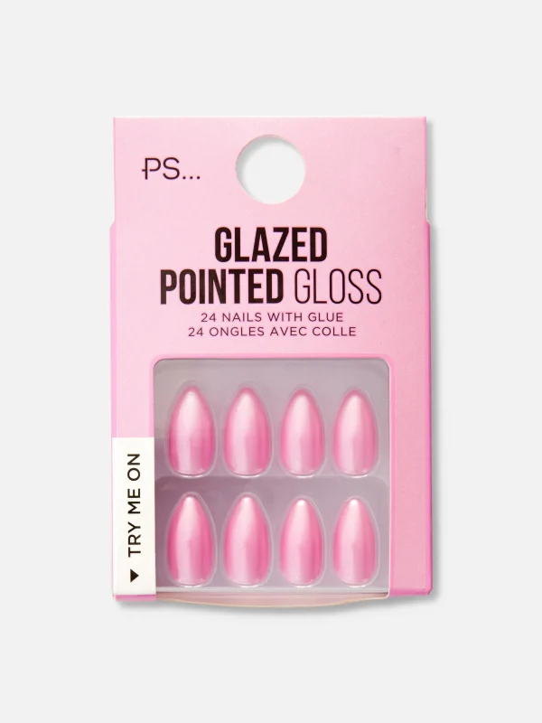 Primark PS Glazed Pointed Faux Nails Pink New