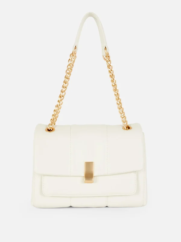 Primark Quilted Flap Shoulder Bag Ivory Discount