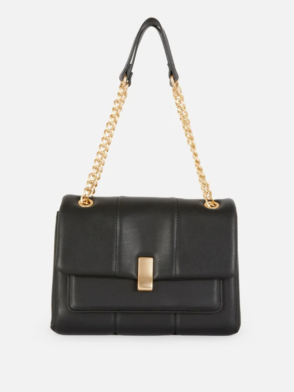 Primark Quilted Flap Shoulder Bag Black New