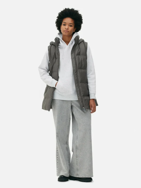 Primark Quilted Hooded Vest Charcoal Hot
