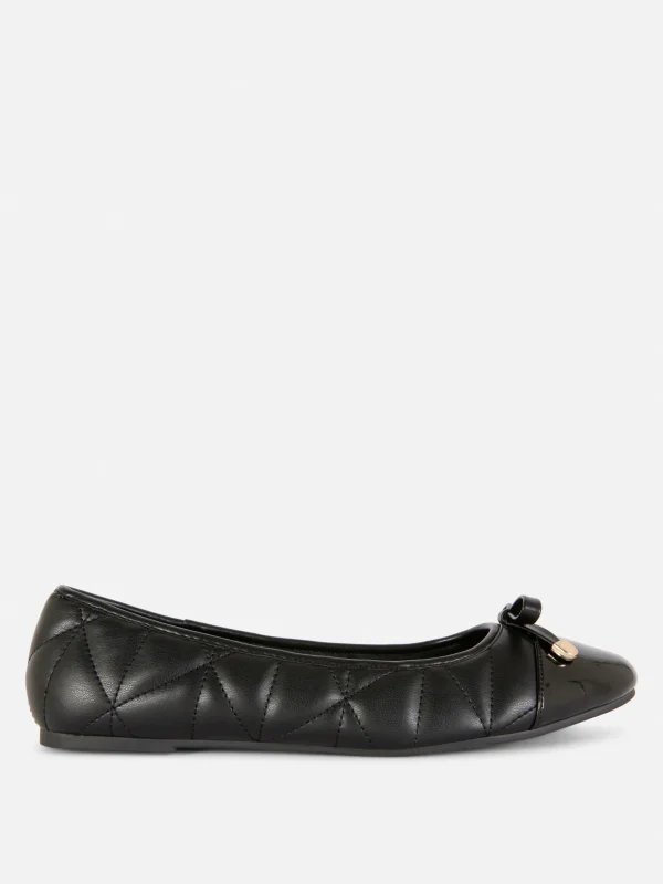 Primark Quilted Toe Cap Ballerinas Black Flash Sale