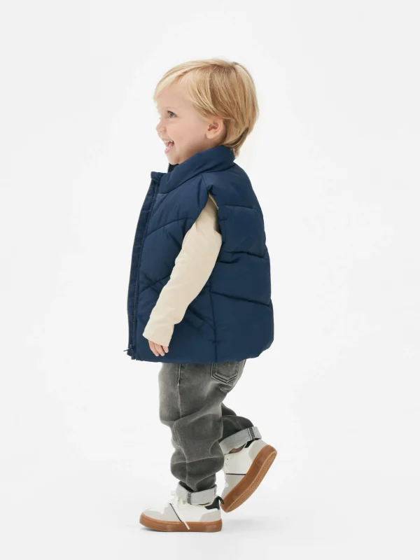 Primark Quilted Zip Vest Navy Best Sale