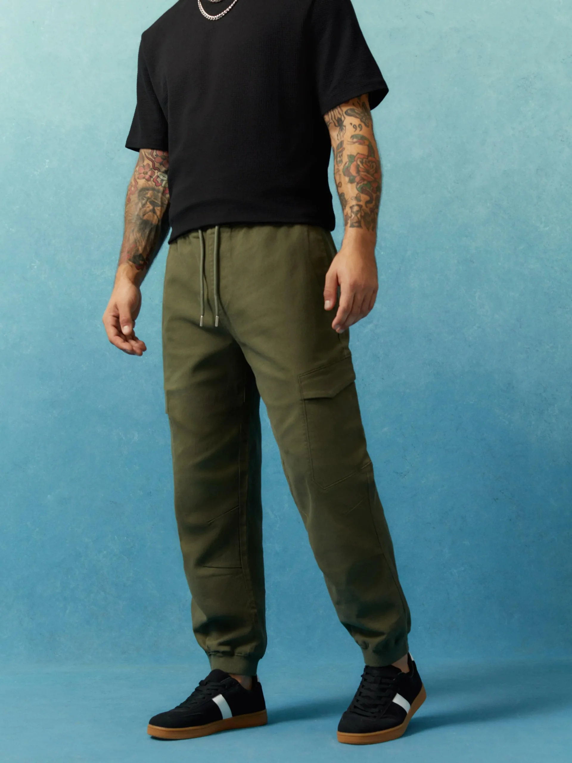 Primark Relaxed Fit Stretch Cargo Joggers Green Outlet