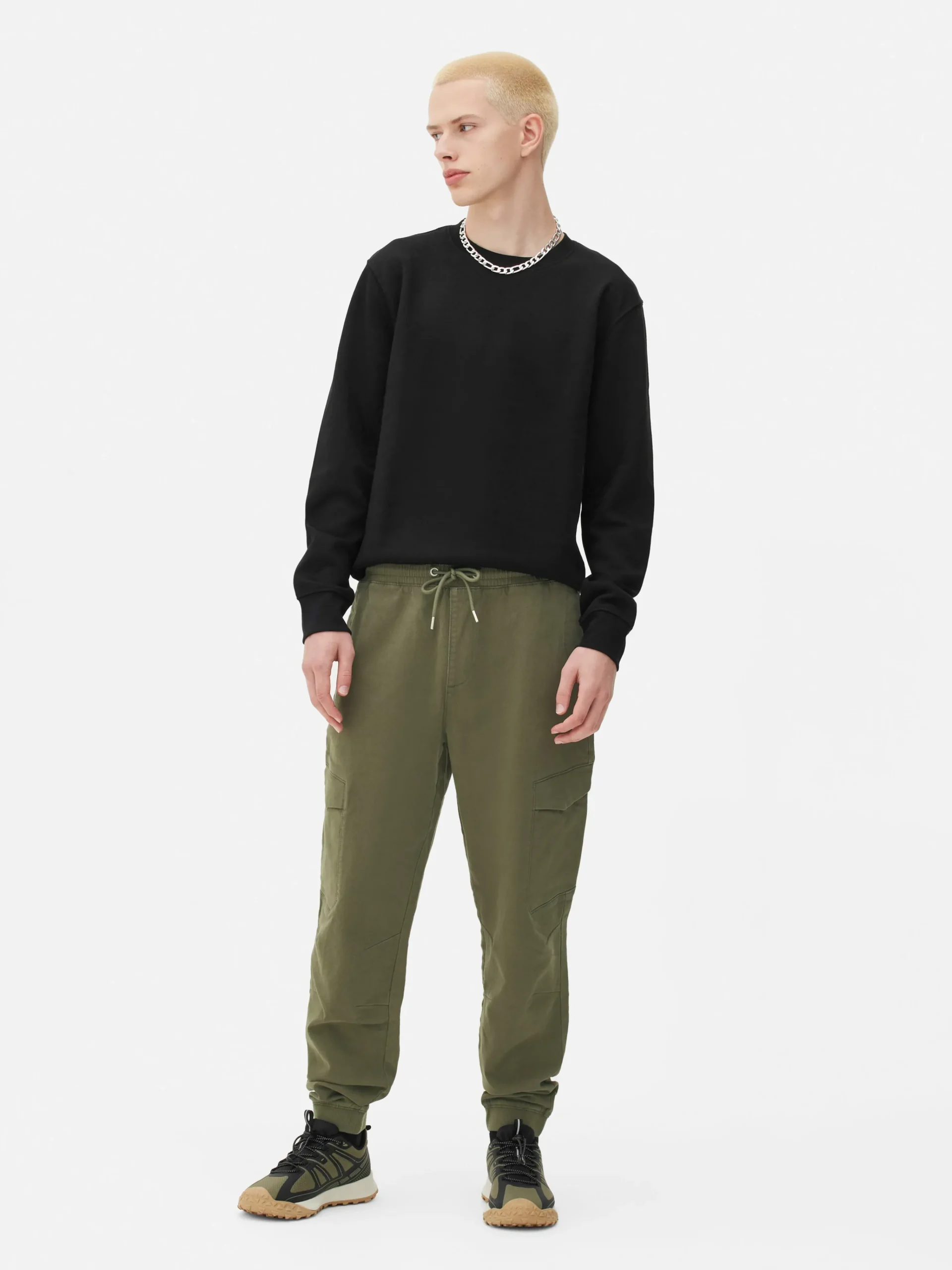 Primark Relaxed Fit Stretch Cargo Joggers Green Outlet