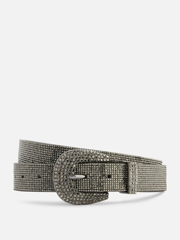 Primark Rhinestone Buckle Belt Pewter Shop