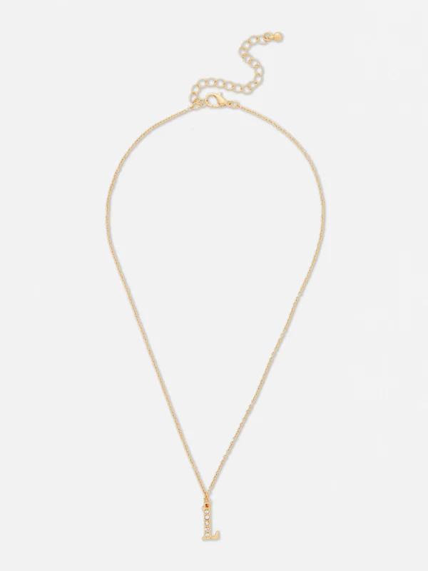 Primark Rhinestone Initial Pendant Necklace Yellow New
