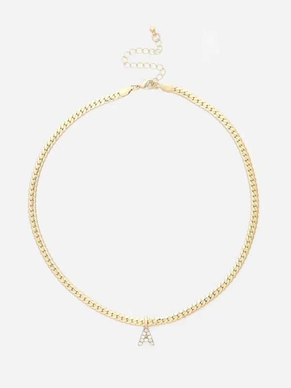 Primark Rhinestone Initial Snake Chain Necklace Yellow Online