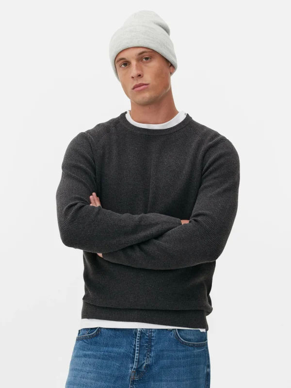 Primark Ribbed Crew Neck Sweater Charcoal Online