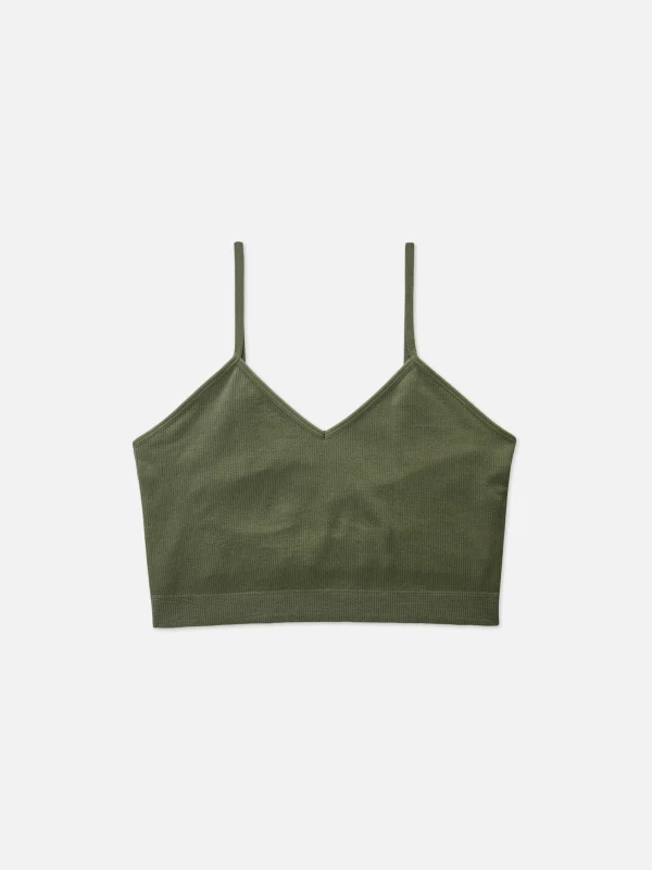 Primark Ribbed Cropped Cami Pajama Top Olive Shop