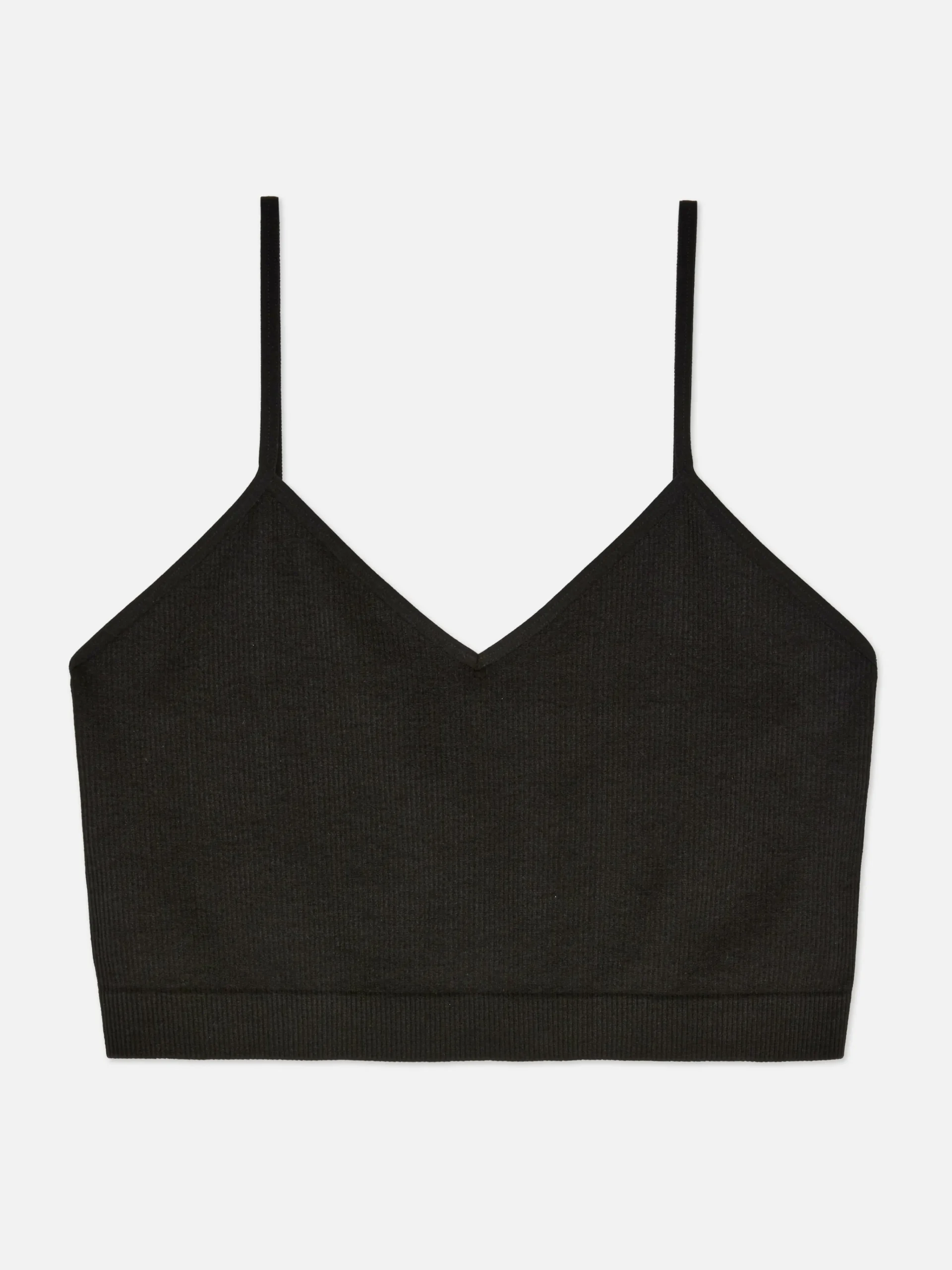 Primark Ribbed Cropped Cami Pajama Top Black New
