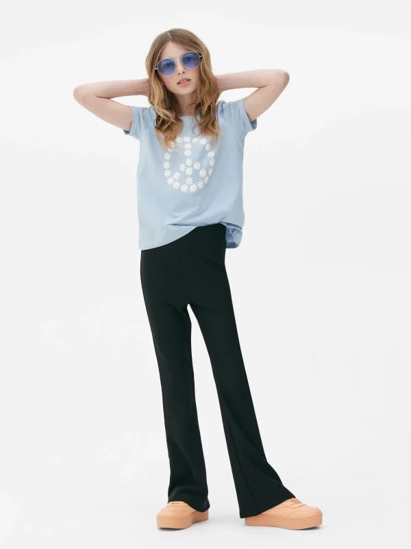 Primark Ribbed Flared Pants Black Store