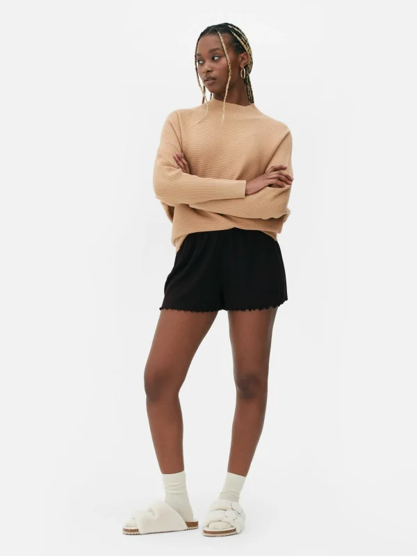 Primark Ribbed Jersey Lounge Shorts Black Online