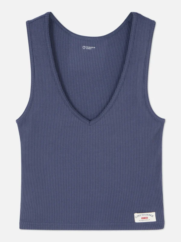 Primark Ribbed Jersey Tank Pajama Top Navy Online