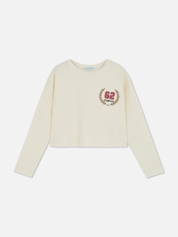 Primark Ribbed Long Sleeve T-Shirt Oatmeal Flash Sale