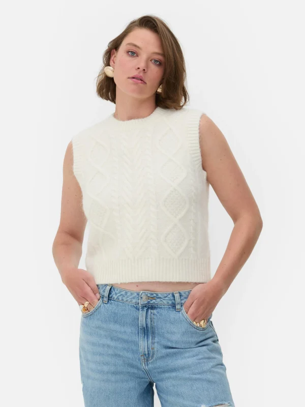 Primark Rita Ora Cable Knit Vest Ivory Online